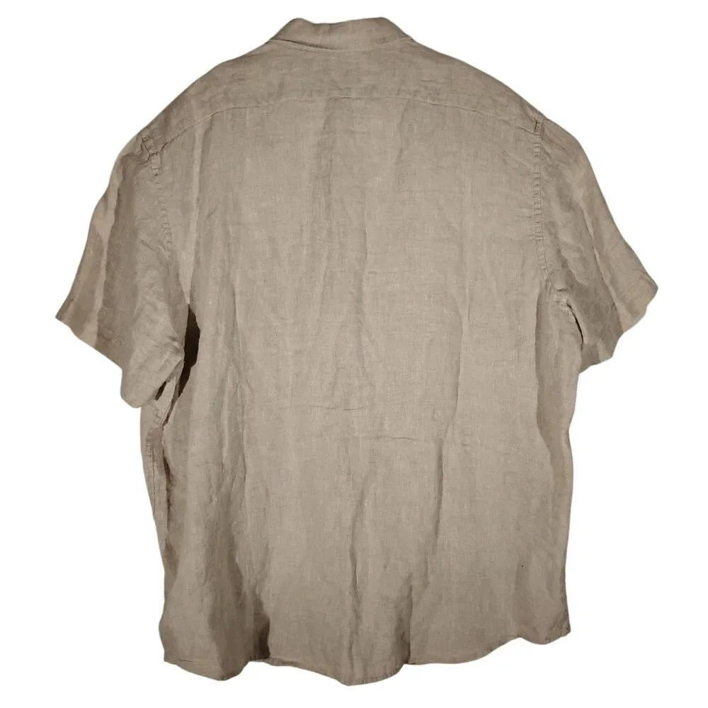 Banana Republic shirt mens XL Xlarge gray 100% linen short sleeve casual standar - Picture 2 of 10